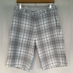 Nike Golf Tour Performance Men’s Light Gray & White Plaid Shorts Size 32